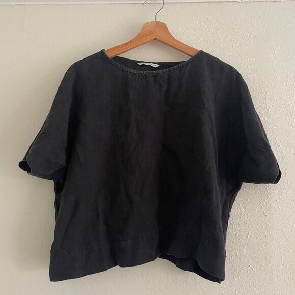 Black Linen Top - Picture 1 of 2